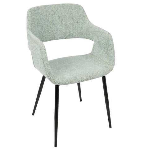 Lumisource Margarite Mid-Century Modern Dining/Accent Chair in Black with Light Green Fabric - Set of 2