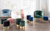 Lumisource Marla Contemporary/Glam Nesting Ottoman Set in Gold Metal and Blue Velvet