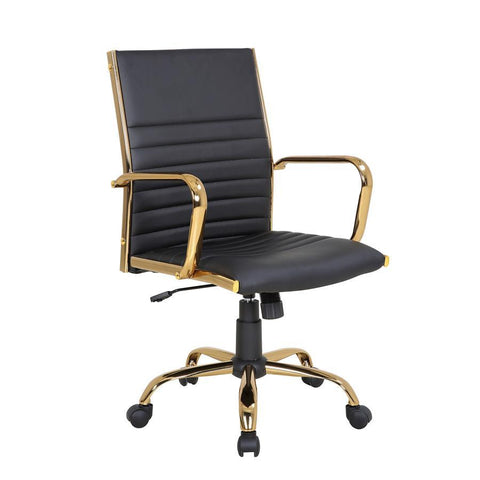 Lumisource Master Contemporary Adjustable Office Chair with Swivel in Gold with Black Faux Leather