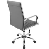 Lumisource Master Contemporary Adjustable Office Chair with Swivel in Grey Faux Leather