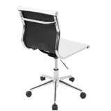 Lumisource Master Contemporary Armless Adjustable Task Chair in White Faux Leather
