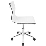 Lumisource Master Contemporary Armless Adjustable Task Chair in White Faux Leather
