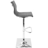 Lumisource Masters Contemporary Adjustable Barstool with Swivel in Grey Faux Leather