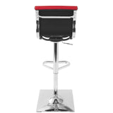 Lumisource Masters Contemporary Adjustable Barstool with Swivel in Red Faux Leather