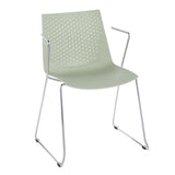 Lumisource Matcha Contemporary Chair in Chrome and Green - Set of 2