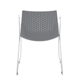 Lumisource Matcha Contemporary Chair in Chrome and Grey - Set of 2
