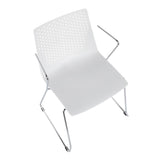 Lumisource Matcha Contemporary Chair in Chrome and White - Set of 2