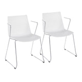 Lumisource Matcha Contemporary Chair in Chrome and White - Set of 2