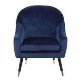 Lumisource Matisse Contemporary/Glam Accent Chair in Blue Velvet with Gold Accent