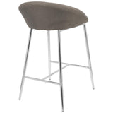 Lumisource Matisse Glam 26" Counter Stool with Chrome Frame and Grey Fabric - Set of 2