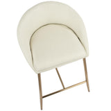 Lumisource Matisse Glam 26" Counter Stool with Gold Frame and Cream Fabric - Set of 2