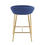 Lumisource Matisse Glam 26" Counter Stool with Gold Metal and Blue Velvet - Set of 2