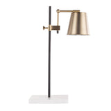 Lumisource Metric Industrial Table Lamp in White Marble and Antique Brass
