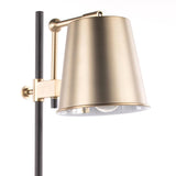 Lumisource Metric Industrial Table Lamp in White Marble and Antique Brass