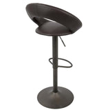 Lumisource Metro Contemporary Adjustable Barstool in Antique with Brown Faux Leather - Set of 2