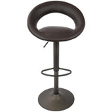 Lumisource Metro Contemporary Adjustable Barstool in Antique with Brown Faux Leather - Set of 2