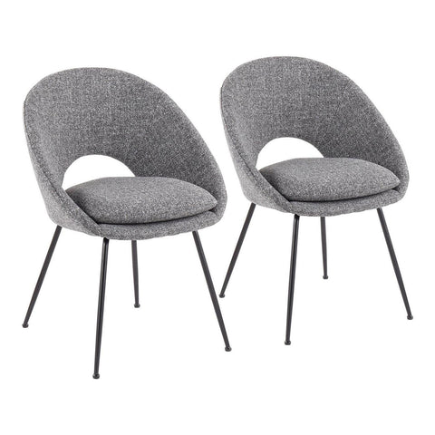 Lumisource Metro Contemporary Chair in Black Steel and Grey Noise Fabric - Set of 2