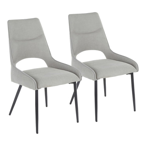 Lumisource Mickey Contemporary Chair with Black Metal and Dark Grey Fabric - Set of 2