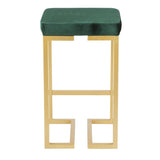 Lumisource Midas 26" Contemporary-Glam Counter Stool in Gold with Green Velvet Cushion - Set of 2