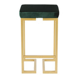 Lumisource Midas 26" Contemporary-Glam Counter Stool in Gold with Green Velvet Cushion - Set of 2