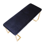 Lumisource Midas Contemporary-Glam Entryway/Dining Bench in Gold with Blue Velvet Cushion