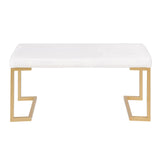 Lumisource Midas Contemporary-Glam Entryway/Dining Bench in Gold with White Mohair Cushion