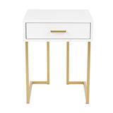 Lumisource Midas Contemporary Side Table in Gold Metal & White Wood