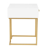 Lumisource Midas Contemporary Side Table in Gold Metal & White Wood