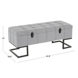 Lumisource Midas Contemporary Storage Bench in Black Metal and Grey Fabric