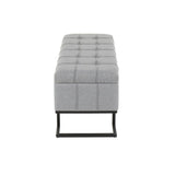 Lumisource Midas Contemporary Storage Bench in Black Metal and Grey Fabric