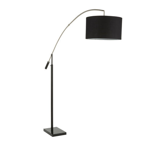 Lumisource Milan Contemporary Floor Lamp in Black Marble and Black Linen Shade