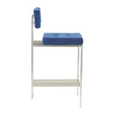 Lumisource Milton Contemporary Counter Stool in Stainless Steel & Navy Blue Velvet