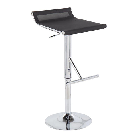 Lumisource Mirage Ale Contemporary Adjustable Bar Stool in Chrome and Black Mesh