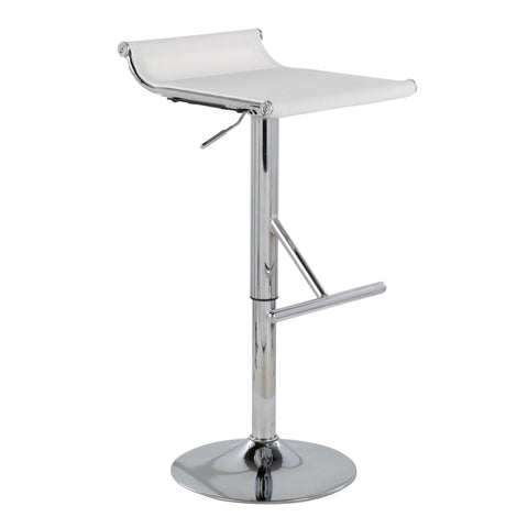 Lumisource Mirage Ale Contemporary Adjustable Bar Stool in Chrome and White Mesh