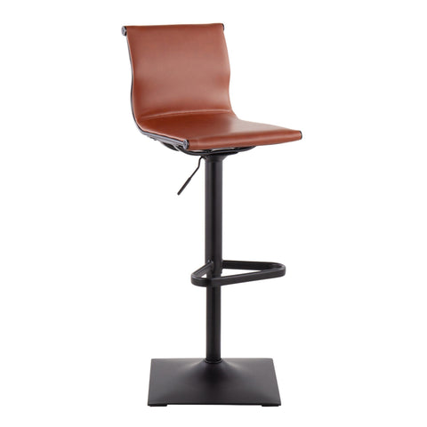 Lumisource Mirage Contemporary Barstool in Black Metal and Camel Faux Leather