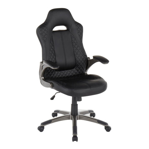 Lumisource Monza Contemporary Office Chair in Gun Metal and Black Faux Leather