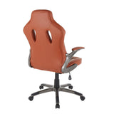 Lumisource Monza Contemporary Office Chair in Gun Metal and Brown Faux Leather