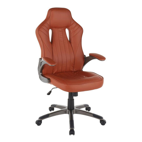 Lumisource Monza Contemporary Office Chair in Gun Metal and Brown Faux Leather