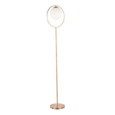 Lumisource Moon Contemporary Floor Lamp in Gold Metal and Frosted Glass