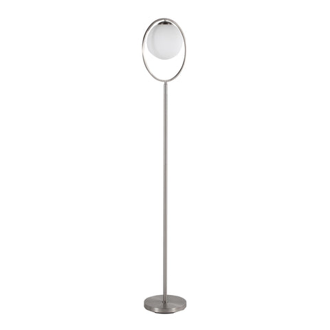 Lumisource Moon Contemporary Floor Lamp in Nickel Metal and Frosted Glass