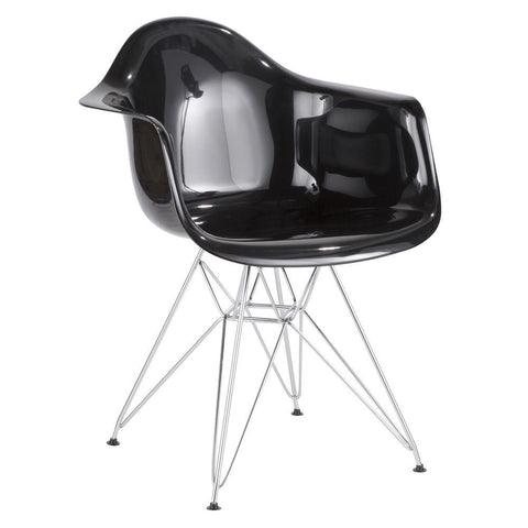 Lumisource Neo Flair Contemporary Dining/Accent Chair in Black and Chrome