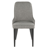 Lumisource Nueva Contemporary Accent/Dining Chair in Black Metal and Grey Fabric - Set of 2