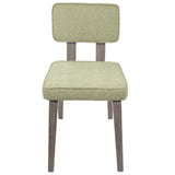 Lumisource Nunzio Mid-Century Modern Dining Chair in Light Grey Wood and Light Green Fabric - Set of 2