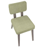 Lumisource Nunzio Mid-Century Modern Dining Chair in Light Grey Wood and Light Green Fabric - Set of 2