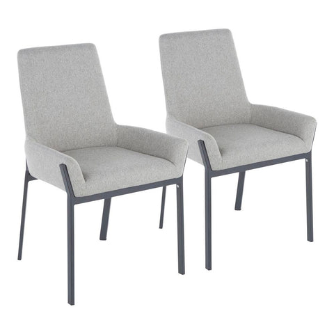 Lumisource Odessa Contemporary Dining Chair with Black Metal and Grey Fabric- Set of 2