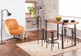 Lumisource Odessa Industrial Counter Table in Black Metal and Brown Wood-Pressed Grain Bamboo