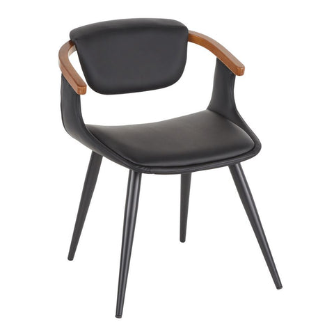Lumisource Oracle Mid-Century Modern Chair in Black Metal and Black Faux Leather