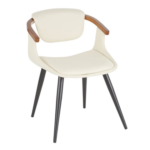 Lumisource Oracle Mid-Century Modern Chair in Black Metal and Cream Faux Leather