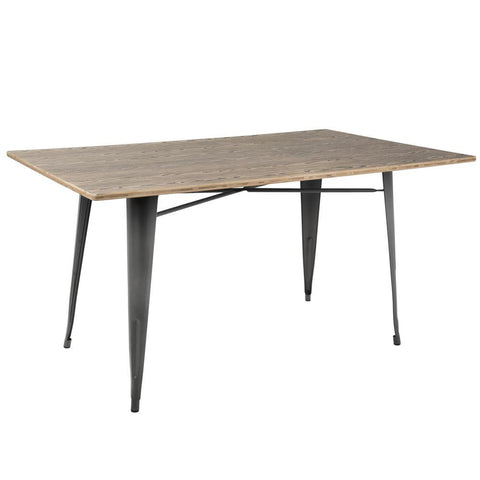 Lumisource Oregon 59" Industrial-Farmhouse Dining Table in Grey and Brown