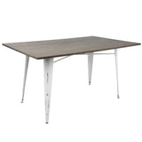Lumisource Oregon 59" Industrial-Farmhouse Dining Table in Vintage White and Espresso